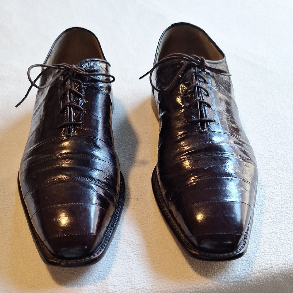 Belvedere Florence Eel Skin Dark Brown Men's Oxfords